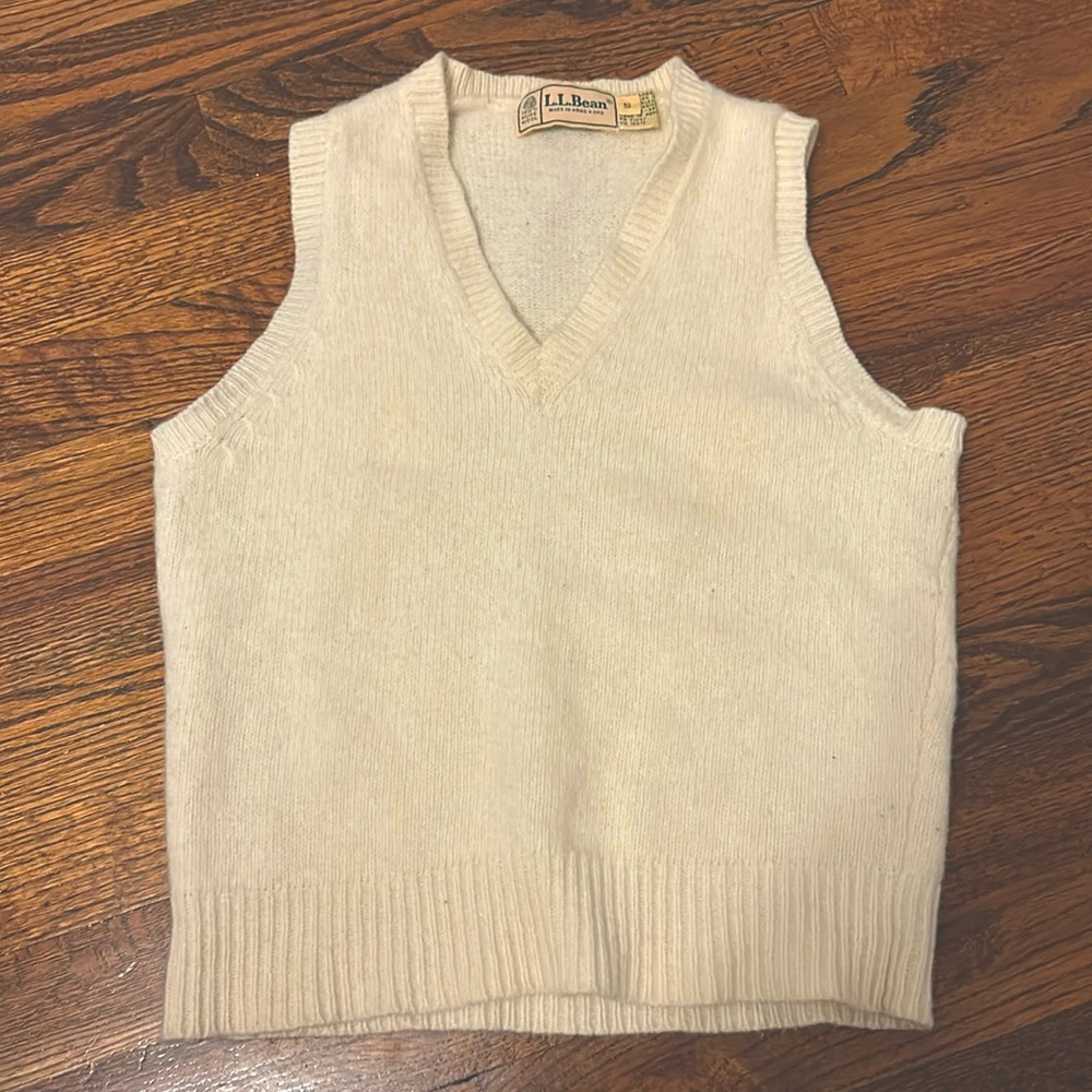 L. L. Bean Cream Sweater Vest, 100% wool,